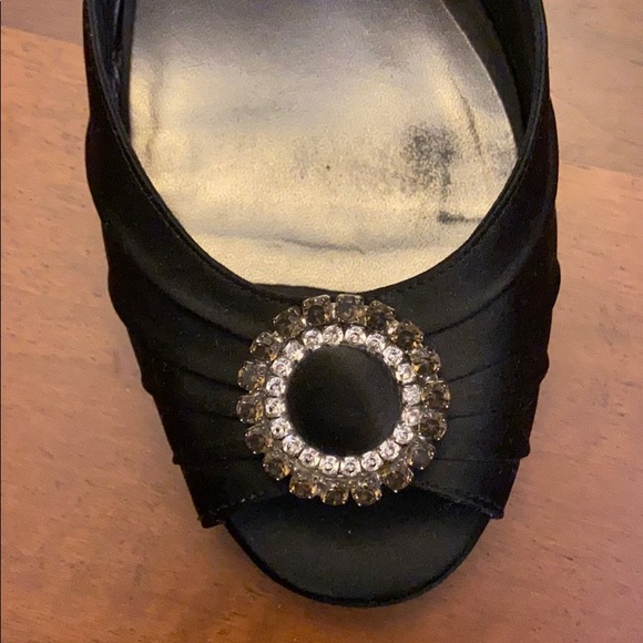 Black Peep Toe Heels with Strap - Picture 9 of 16